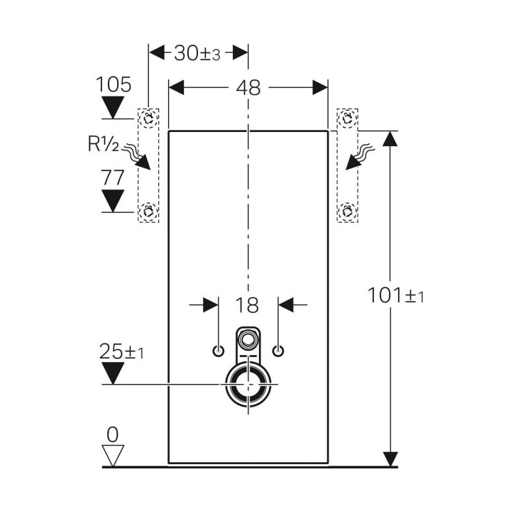 Moduł sanitarny Geberit Monolith Plus do WC wiszącego, szkło czarne/aluminium czarny chrom, H114, mocowanie 18 cm
