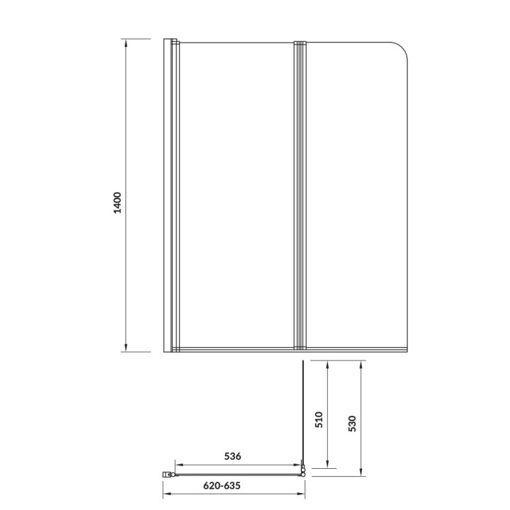Parawan nawannowy Cersanit Easy New, 140x115cm, dwuczęściowy, CleanPro, chrom