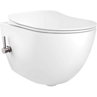 Miska WC z funkcją bidetu Deante Peonia Zero, 51x36cm, wisząca, bezkołnierzowa, z baterią mieszaczową, bialy