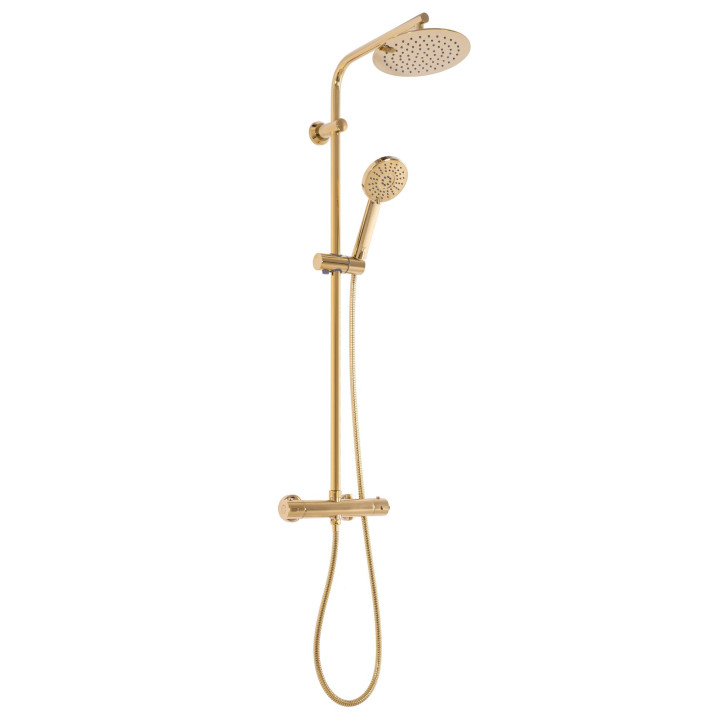 Termostatyczny zestaw natryskowy Rea Bliss Gold, natynkowy, 2 wyjścia wody, złoty