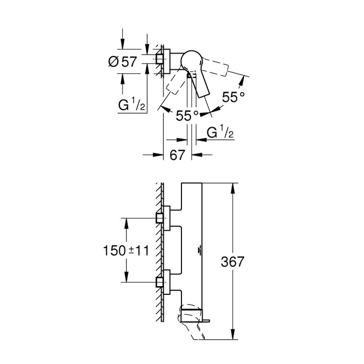 Bateria bidetowa Grohe Allure, stojąca, wylewka 114mm, korek automatyczny, chrom
