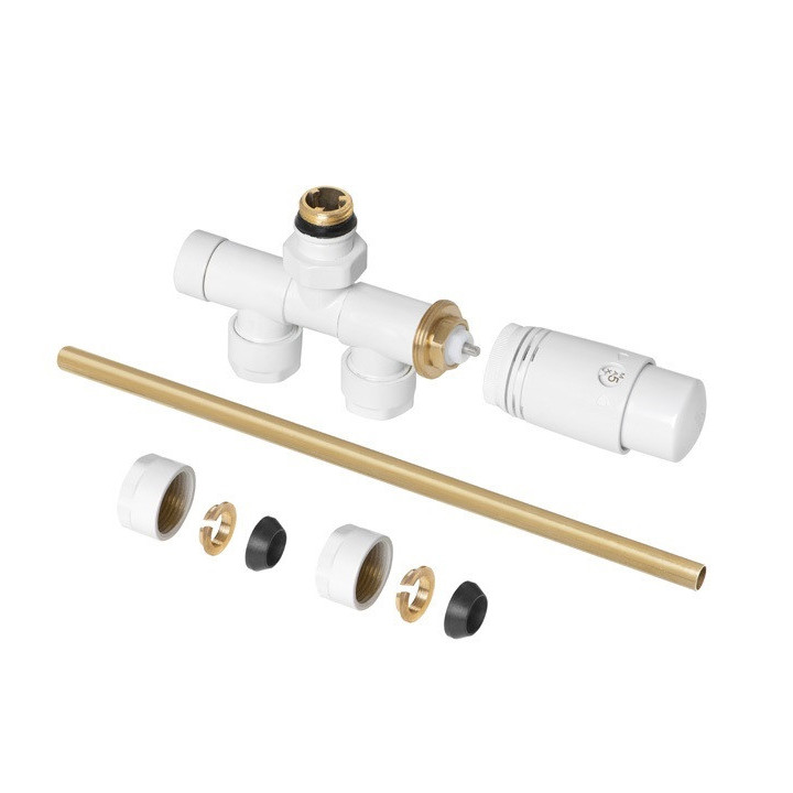 Zestaw przyłączeniowy Schlosser jednootworowy kątowy prawy, biały