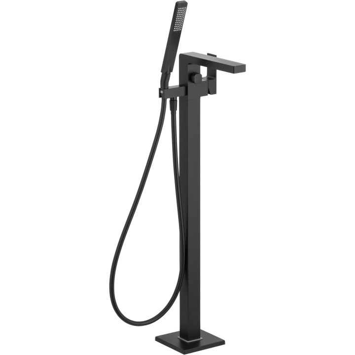Bateria wannowa wolnostojąca KFA Logan Black, 2 wyjścia wody, zestaw natryskowy, czarny