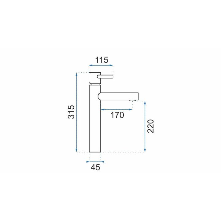 Bateria umywalkowa Rea Tess Black, stojąca wysoka, wylewka 170mm, czarny mat