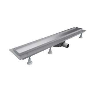 Odpływ liniowy Shedpol Base-Low, 70cm, maskownica Plate do wypełnienia płytkami, aluminium