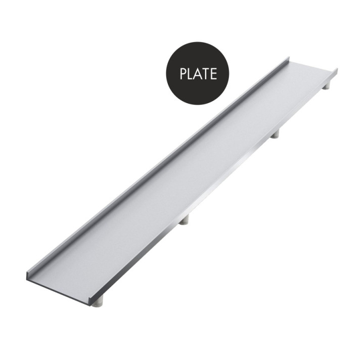 Odpływ liniowy Shedpol Base-Low, 70cm, maskownica Plate do wypełnienia płytkami, aluminium