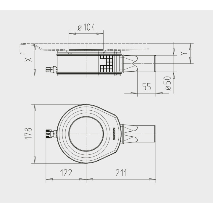 Zestaw odpływowy Kaldewei KA90, 0 z przyłączem do odprowadzania wody do syfonu, pokrywa odpływu chrom