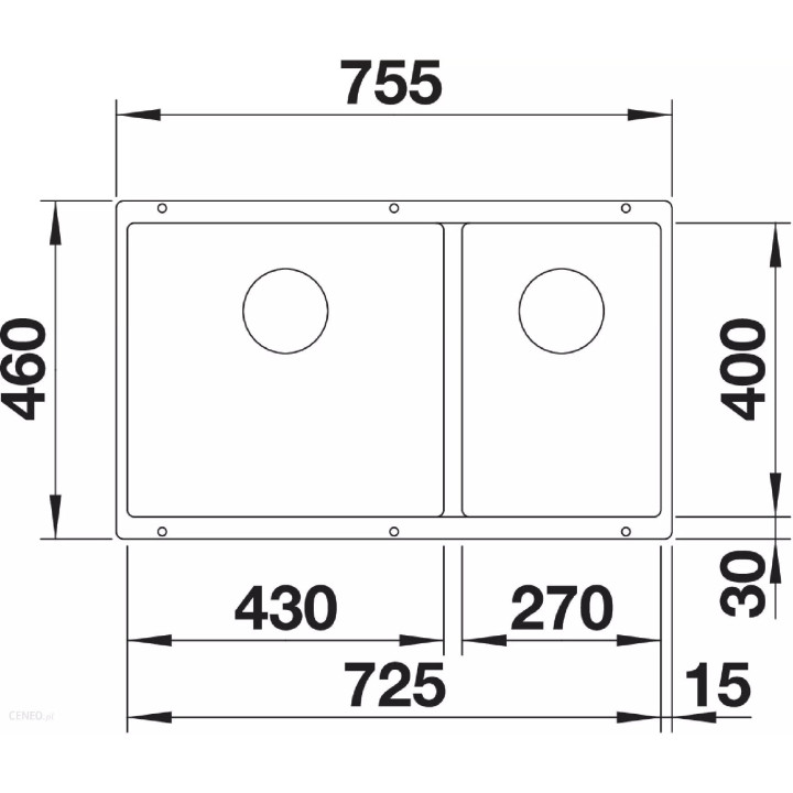 Zlewozmywak Blanco Subline 340/160-U Siligranit PuraDur 55,5x40cm LEWY bez korka automatycznego, antracyt