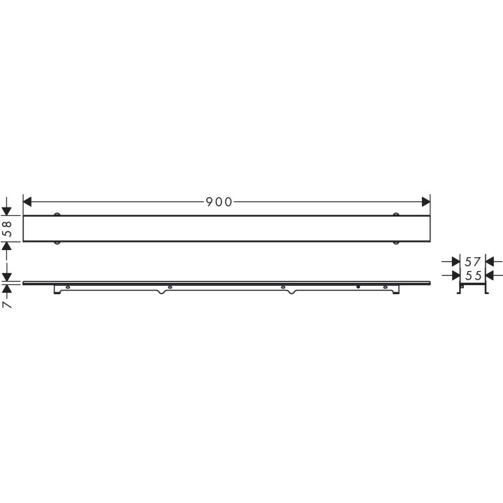 Element zewnętrzny odpływu podłogowego Hansgrohe RainDrain Rock, 700mm, do wyłożenia płytkami