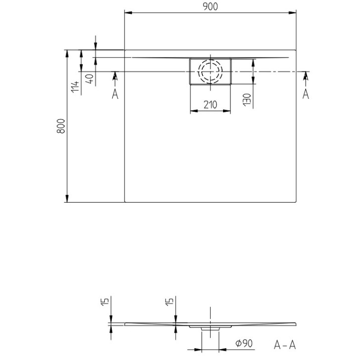 Brodzik prostokątny Villeroy & Boch Architectura, 900x800mm, akryl, Weiss Alpin