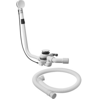 Zestaw przelewowo-odpływowy Duravit Quadroval, z napełnianiem wody, dla wanien z odpływem centralnym, chrom