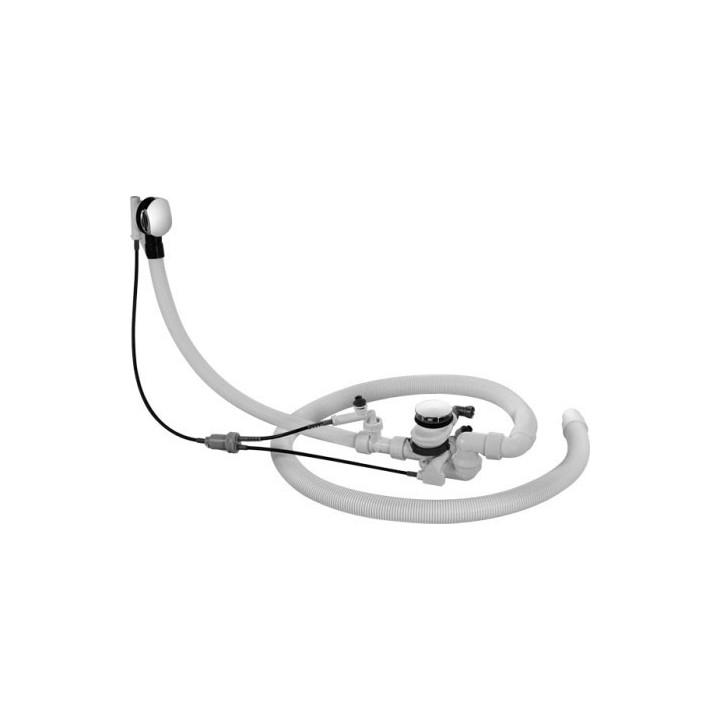 Zestaw przelewowo-odpływowy Duravit Quadroval, z napełnianiem wody, dla wanien z hydromasażem z wąską krawędzią, chrom