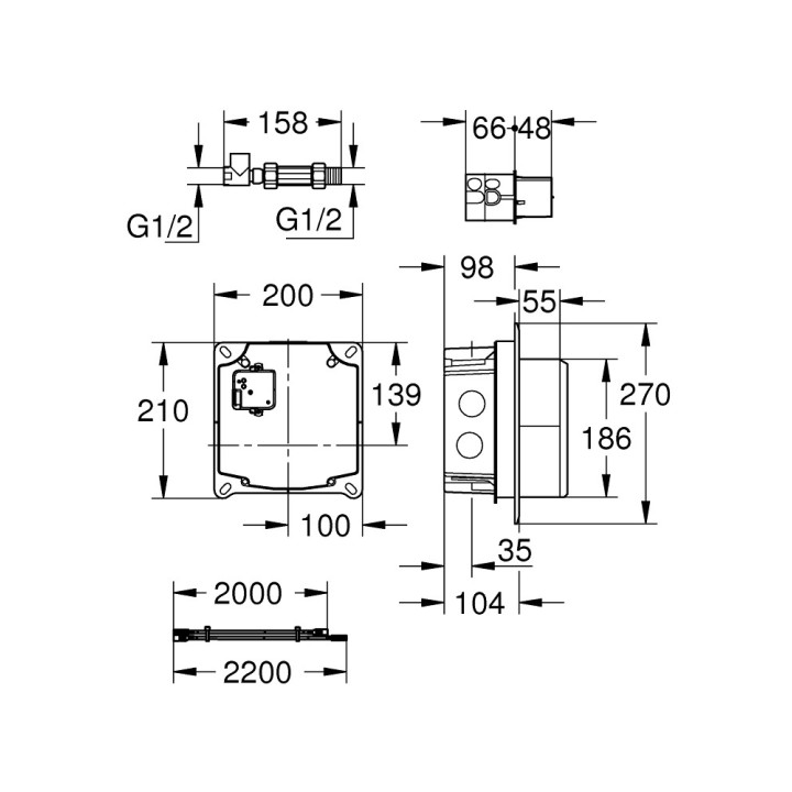 Puszka do zabudowy podtynkowej Grohe, dla baterii elektronicznej