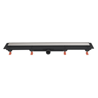 Odpływ liniowy JomoTech Exclusive Flis 40, 85cm, maskownica uniwersalna dwustronna, mata uszczelniająca, wypełnienie stal szczot