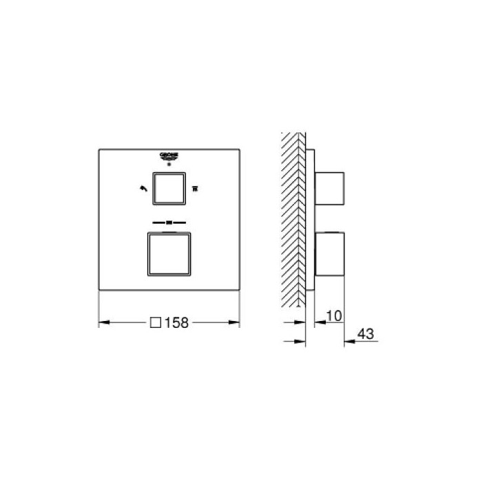 Bateria prysznicowa termostatyczna Grohe Grohtherm Cube, podtynkowa, dwa wyjścia wody, chrom