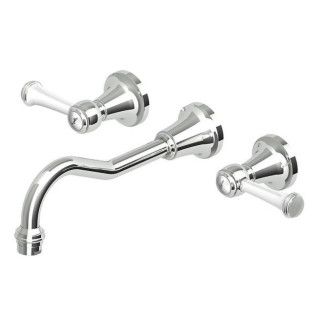 Bateria umywalkowa Zucchetti Agora Classic 3-otworowa białe uchwyty, chrom