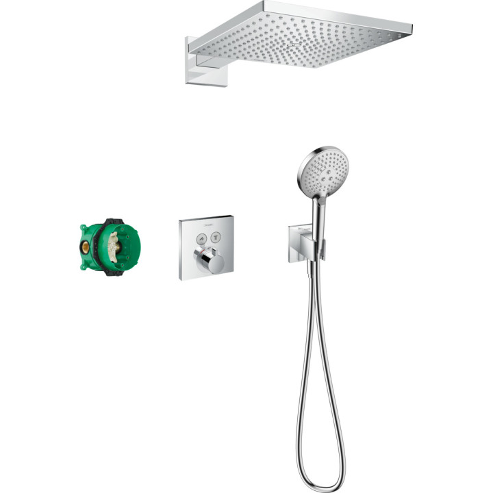System prysznicowy Hansgrohe Raindance E 300 1jet ShowerSelect Square, podtynkowy, bateria termostatyczna, deszczownica 30x30cm,
