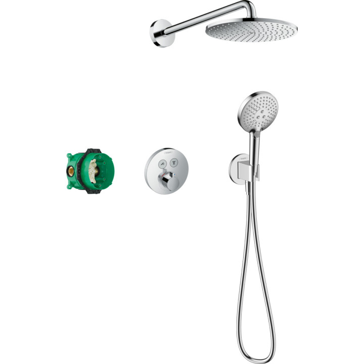 System prysznicowy Hansgrohe Raindance E 300 1jet ShowerSelect Square, podtynkowy, bateria termostatyczna, deszczownica 30x30cm,