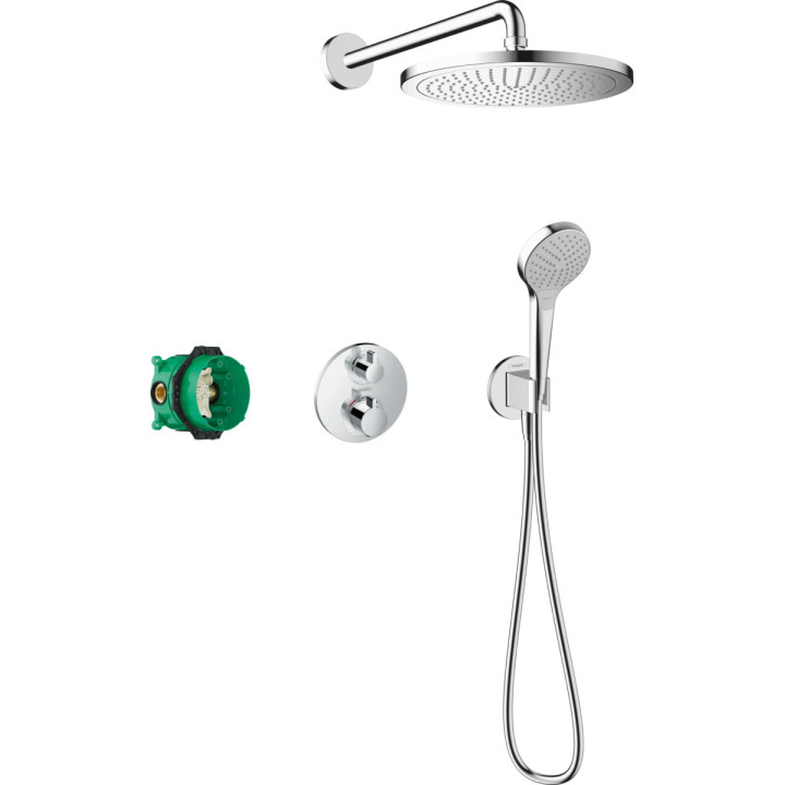 System prysznicowy Hansgrohe Croma E 280 1jet Ecostat E, podtynkowy, bateria termostatyczna, deszczownica 28x17cm, słuchawka 3-f