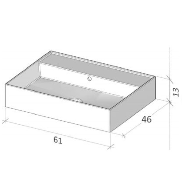 Umywalka meblowa/wisząca Riho Livit Glaze Top, 61x46cm, otwór na baterię, przelew, biały