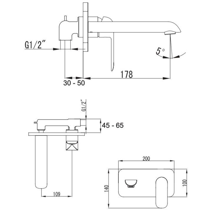Bateria umywalkowa Omnires Sacramento, stojąca, wysokość 279mm, chrom