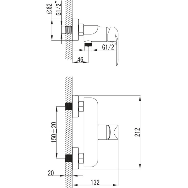 Bateria bidetowa Omnires Sacramento, stojąca, wysokość 130mm, chrom
