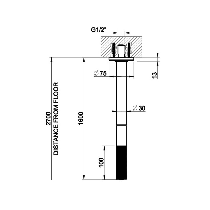 Wylewka umywalkowa Gessi Inciso, ścienna, 255mm, chrom
