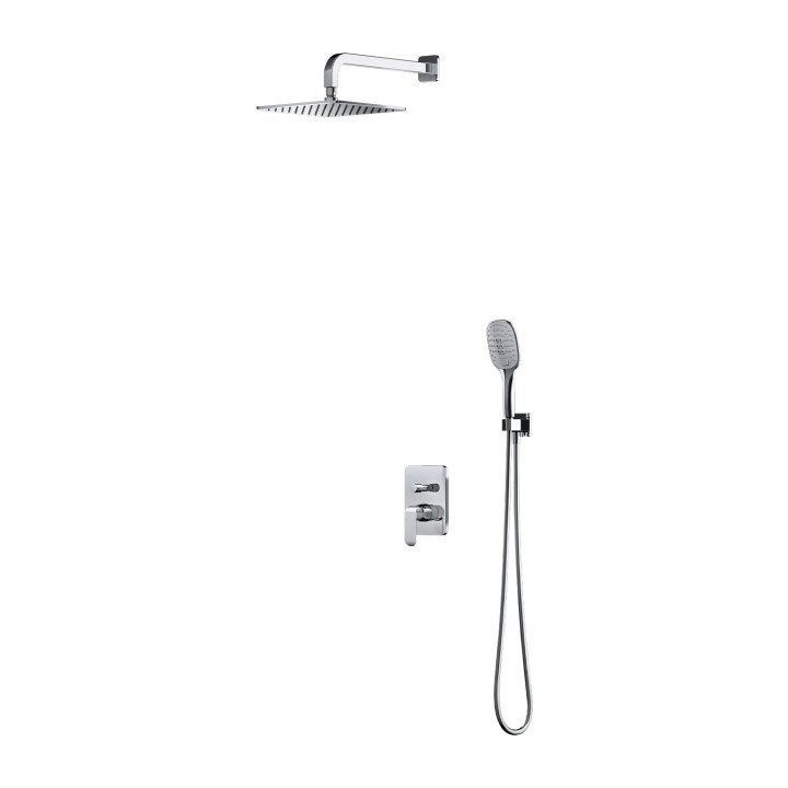 System prysznicowy Omnires Sacramento, natynkowy, 2 wyjścia wody, deszczownica 25x25cm, słuchawka 3-funkcyjna, chrom