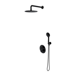 Termostatyczny zestaw natryskowy Omnires Y, natynkowy, 2 wyjścia wody, czarny mat