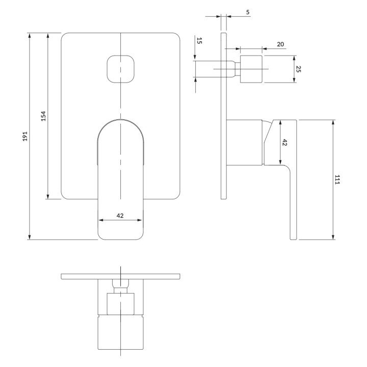 Bateria prysznicowa Omnires Baretti, podtynkowa, 1 wyjście wody, chrom