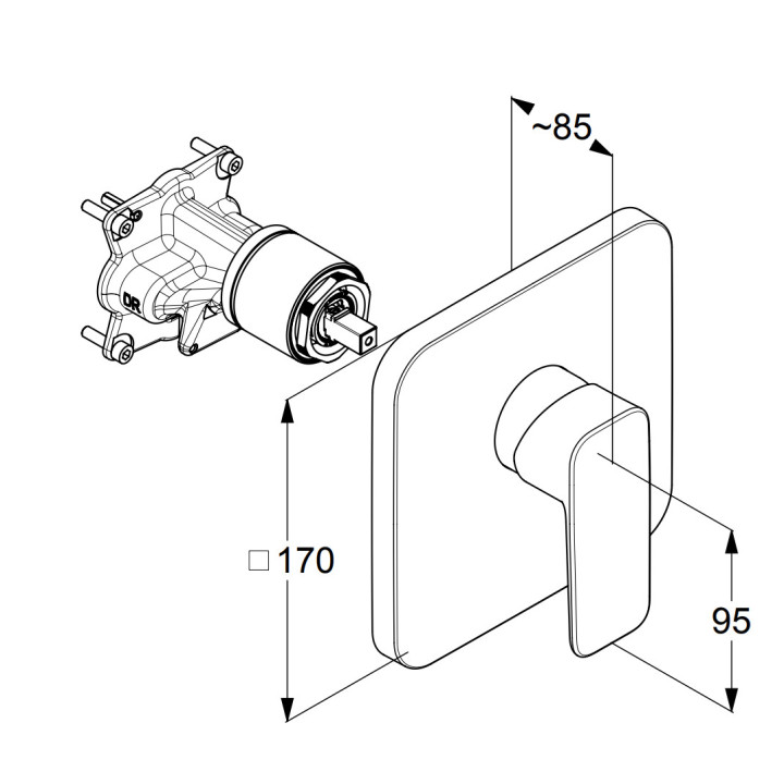 Bateria wannowo-natryskowa Kludi Pure&Style, podtynkowa, 2 wyjścia wody, przełącznik automatyczny, chrom