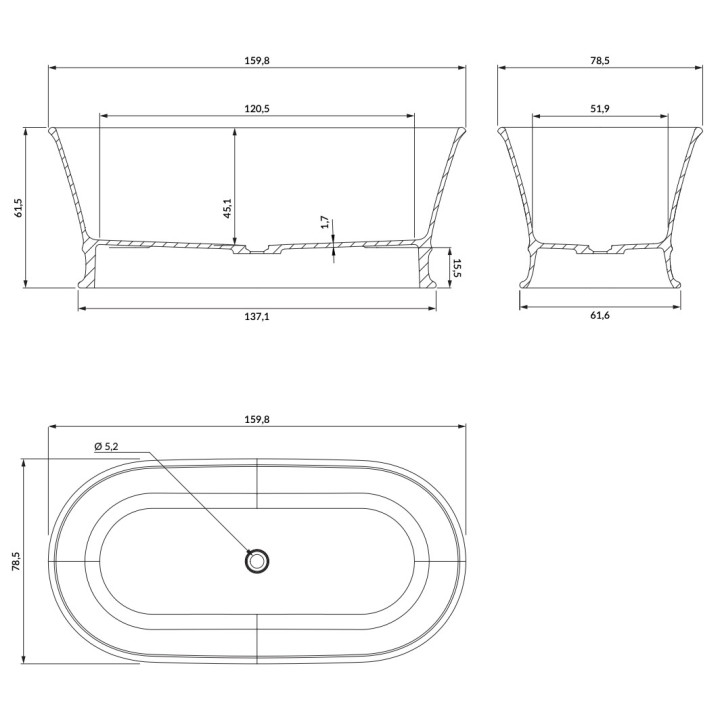 Wanna wolnostojąca Omnires Atena Classic M+, 175x80cm, biały połysk