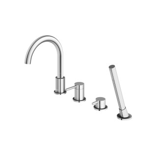 Bateria wannowa 3-otworowa Kohlman Axel, stojąca, wylewka 190mm, 2 wyjścia wody, zestaw natryskowy, chrom