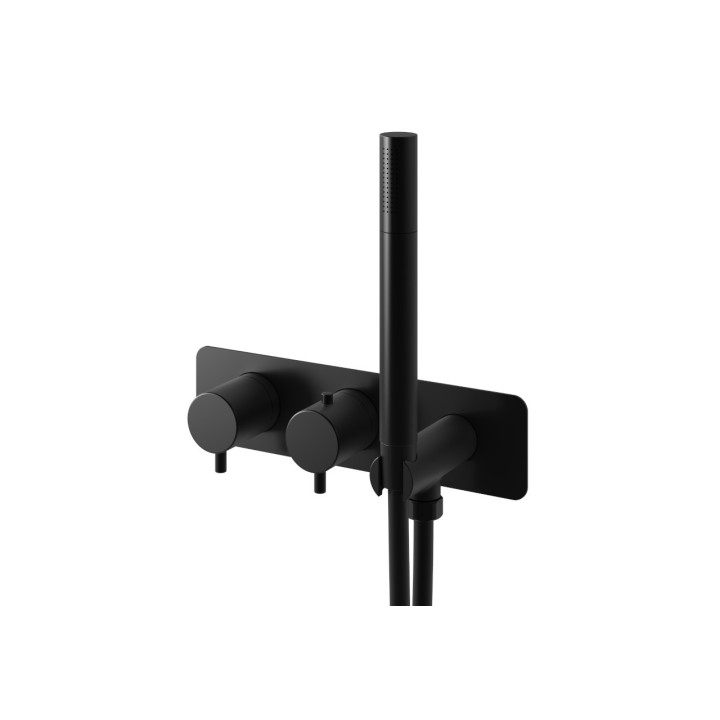 Termostatyczna bateria wannowa Kohlman Axel, natynkowa, wylewka 208mm, 2 wyjścia wody, chrom