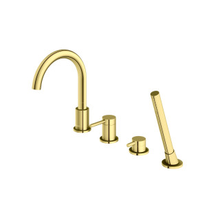 Bateria wannowa 3-otworowa Kohlman Axel, stojąca, wylewka 190mm, 2 wyjścia wody, zestaw natryskowy, chrom