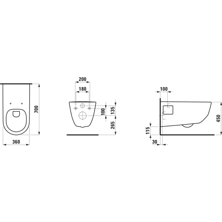 Miska WC podwieszana dla niepełnosprawnych Laufen Pro Liberty, 70x36cm, rimless, biały