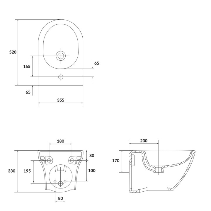 Bidet zawieszany Cersanit Larga, 52x35,5cm, otwór na armaturę, biały