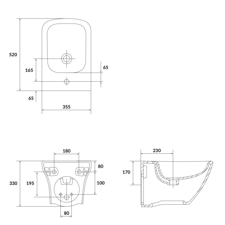 Bidet zawieszany Cersanit Larga Oval, 52x35,5cm, otwór na armaturę, biały