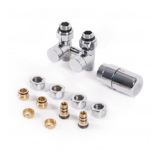 Zawór Terma zespolony odcinający, kątowy, GZ M22x1,5 - chrom