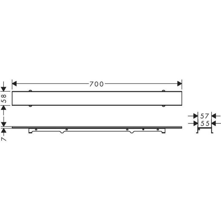 Element zewnętrzny odpływu podłogowego Hansgrohe RainDrain Rock, 700mm, do wyłożenia płytkami