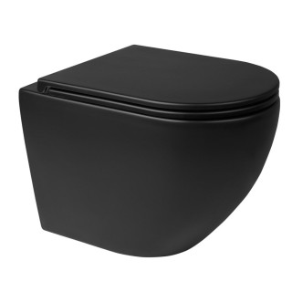 Miska wisząca WC Oltens Hamnes, 52x35,5cm, PureRim, powłoka SmartClean, czarny mat