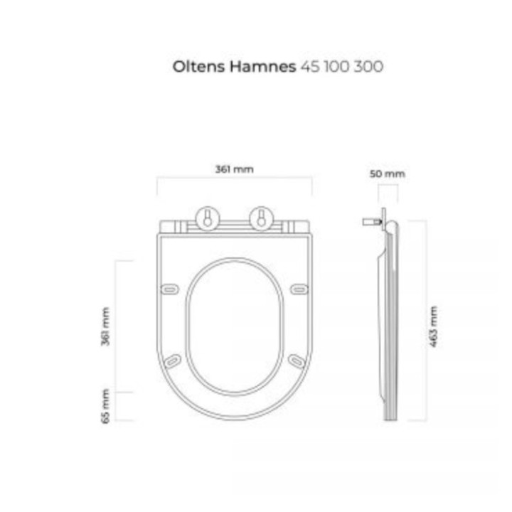 Miska wisząca WC Oltens Hamnes, 52x35,5cm, PureRim, powłoka SmartClean, czarny mat