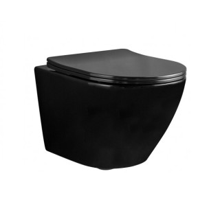 Miska wisząca WC Rea Carlo Mini Rimless Duroplast/Flat, 49x37cm, bez kołnierza, deska wolnoopadająca, biała