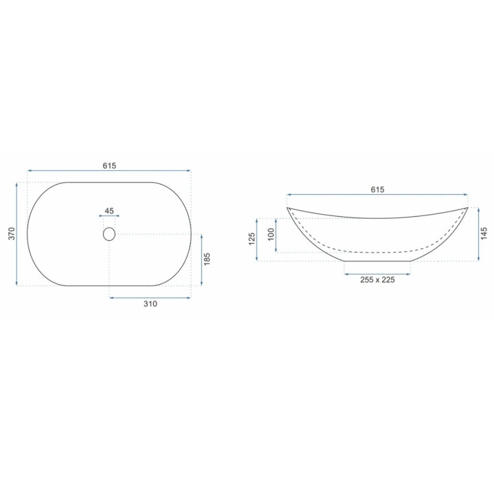 Umywalka nablatowa Rea Royal White Gold, 62,5x36cm, bez przelewu, biały/złoty
