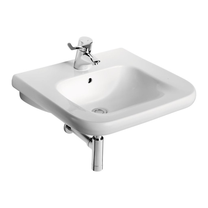Umywalka wisząca dla niepełnosprawnych Ideal Standard Contour 21, 55x54,5cm, z przelewem, otwór na baterię, biały