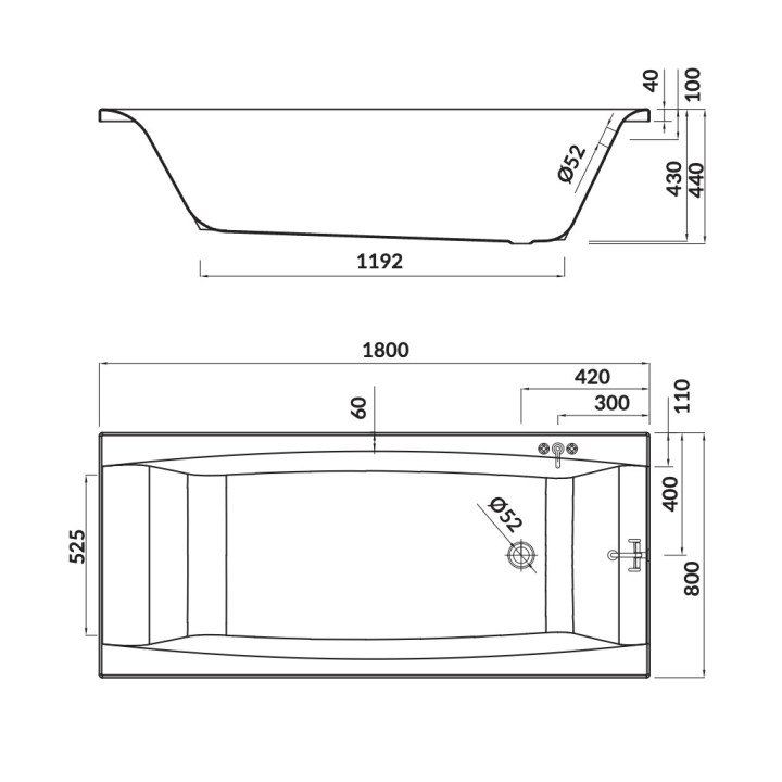 Wanna prostokątna Cersanit Virgo, 140x75cm, akrylowa, biały