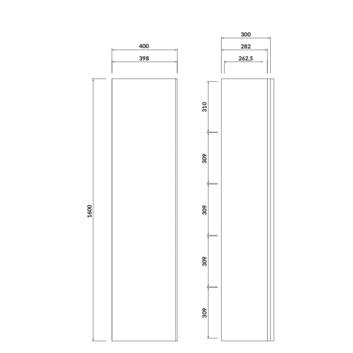 Słupek boczny Cersanit Larga, 160cm, drzwi uniwersalne, 4 półki, biały