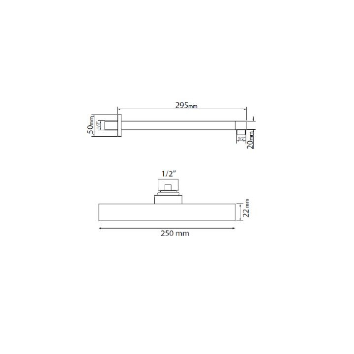 Deszczownica prostokątna 250/140mm + ramię Vicario- sanitbuy.pl