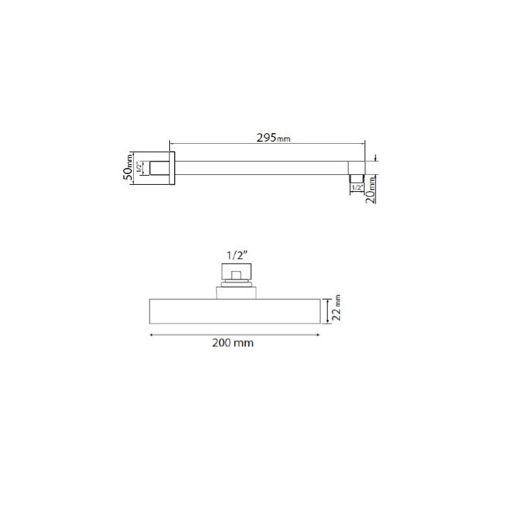 Deszczownica kwadratowa 200/200mm + ramię Vicario- sanitbuy.pl