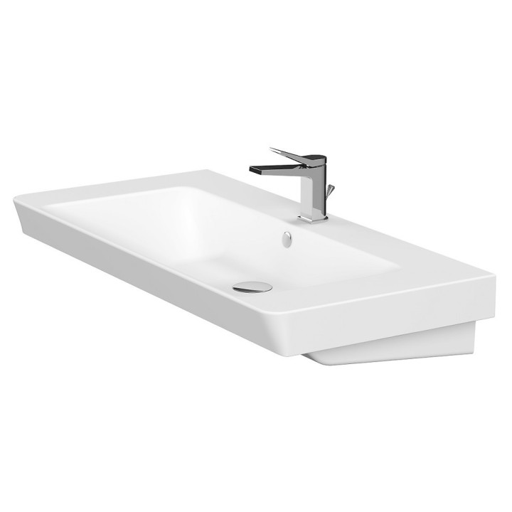 Umywalka meblowa Cersanit Mille, 100cm, z przelewem, z otworem na baterię, biały